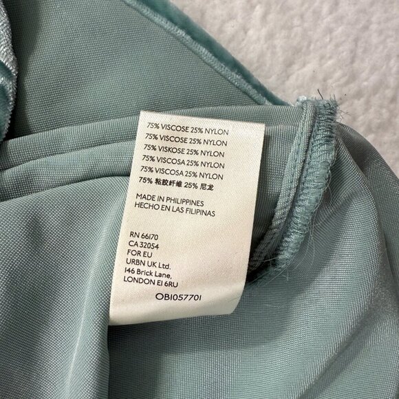 Pilcro Anthropolgie Crushed Velvet Mint Seafoam Button Down Shirt Womens Size 14 - Picture 8 of 10